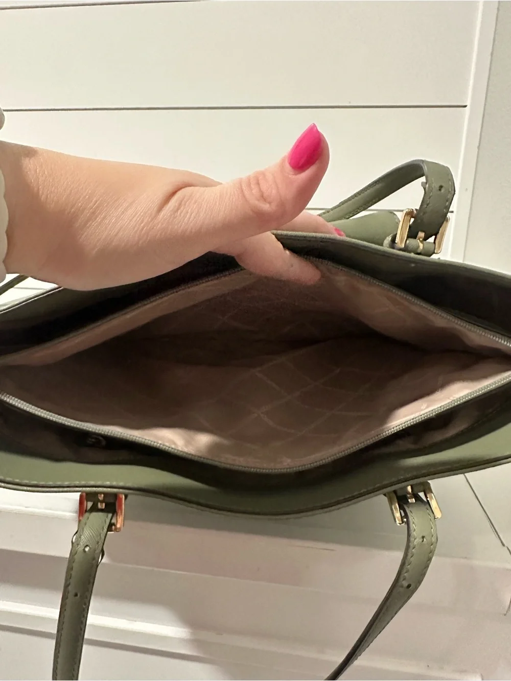 Michael Kors Olive Leather Tote with Matching Wristlet